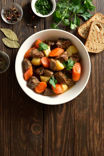 istock Beef meat stewed with potatoes, carrots and spices 2149681312