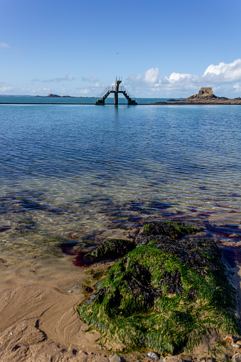 View on the swimming pool on Bon-Secours beach in Saint-Malo (Brittany, France)