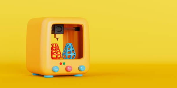 istock Yellow Abstract Cartoon Toy 3d Printer Icon. 3d Rendering 2149682925