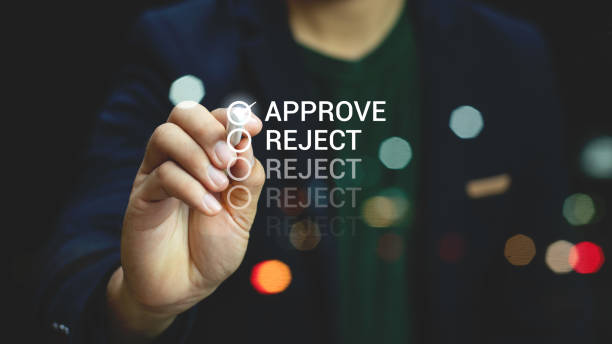 istock Approve concept. businessman touching check mark to approve document or project on virtual screen. 2149683206
