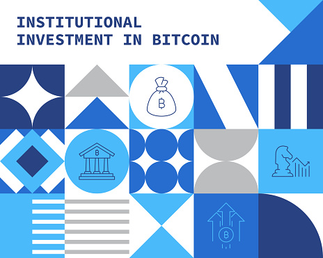 Institutional Investment titled Cryptocurrency Conceptual Infographic Design with Editable Stroke Line Icons. This design is suitable for Web Pages, Web Banners, Brochures, Posters, Flyers, and Mailing Templates.