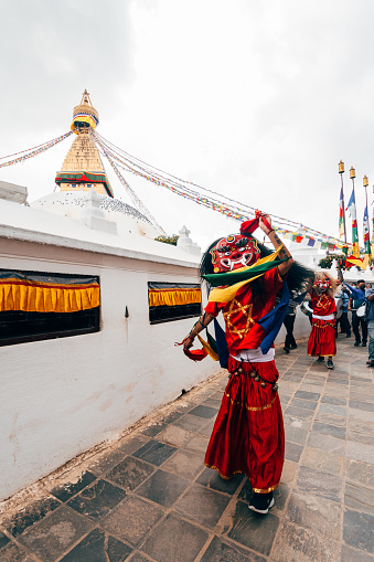 kathmandu, nepal. 15th august, 2023: views of boudhanath stupa, the most spritually place in kathmandu city