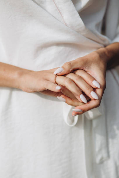 istock Beautiful big wedding ring on a bride's hand 2149686725