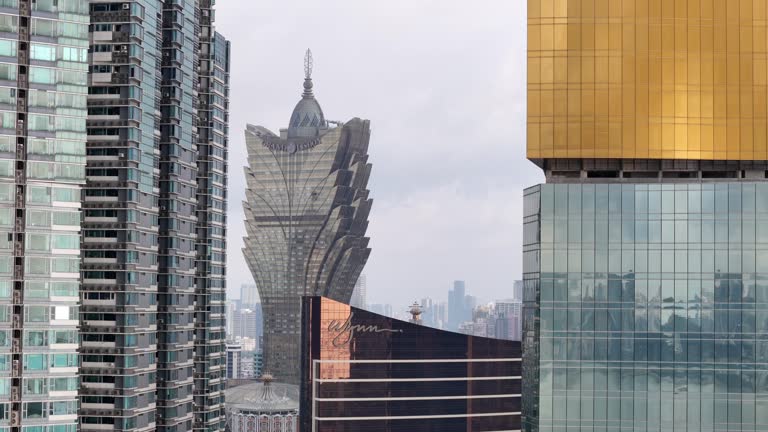 Skyscrapers by the seaside in Macau cities