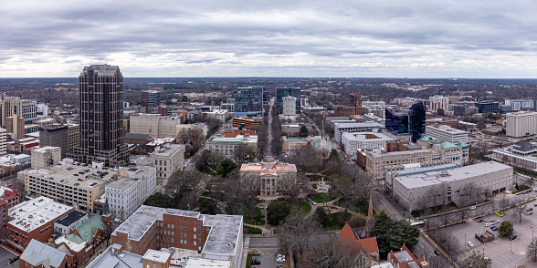 North Carolina State Capitol In Raleigh, USA. Aerial Panorama.