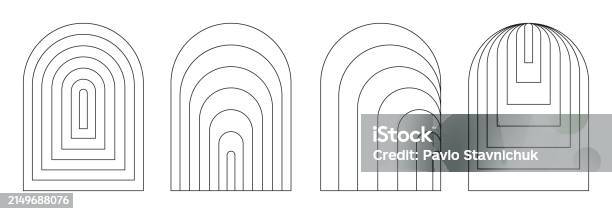 Minimalistic Linear Frames Aesthetic Arched Frames Set In Modern Style ...