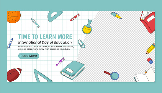 Hand drawn horizontal sale banner template for international day of education vector image