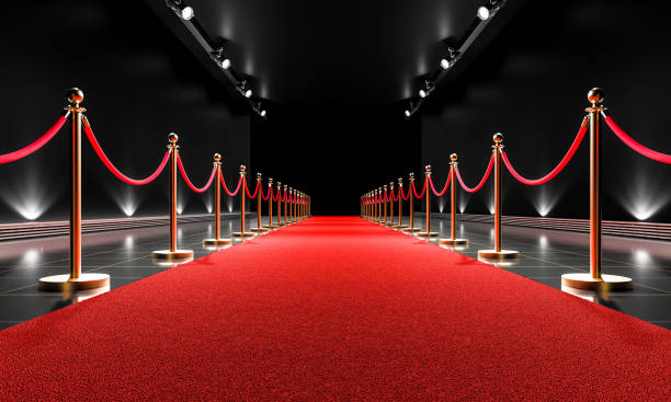 istock Elegant red carpet event entrance with velvet ropes 2149689729