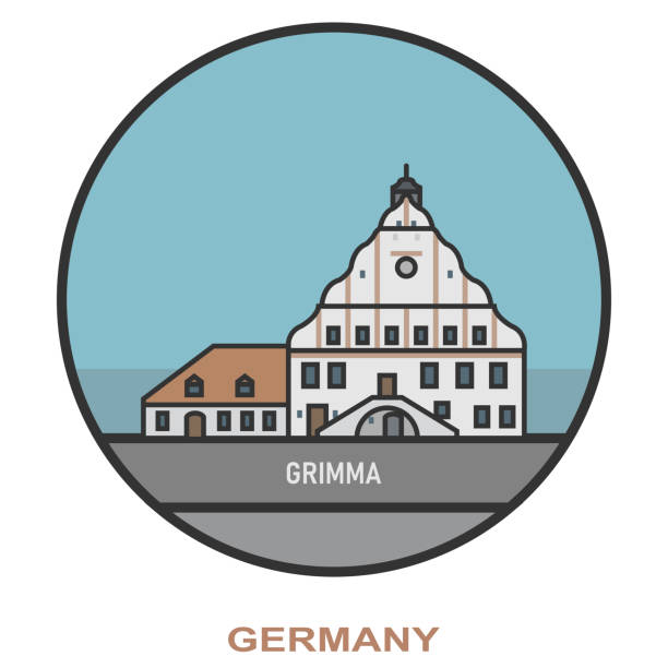 Grimma. Cities and towns in Germany Grimma. Cities and towns in Germany. Flat landmark grimma stock illustrations