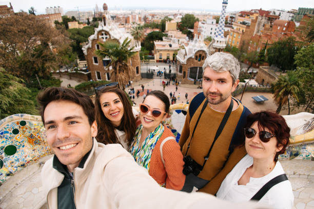 istock Friends taking selfie in Park Guell 2149691359