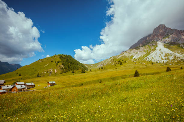 istock landscape with mountains, hills, clouds and meadow 2149693266