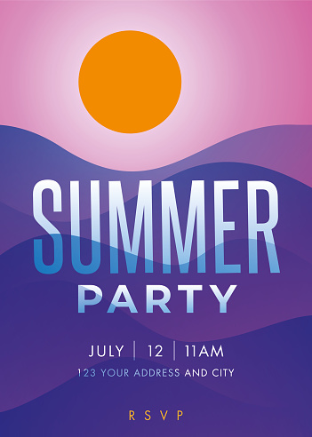 Summer Party with sea waves Background. Ideal background for your summer party invitation or design project. Stock illustration