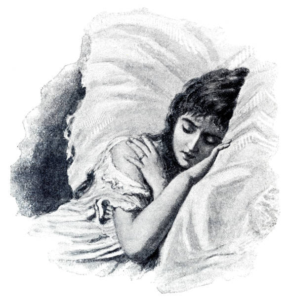 Beautiful young woman sleeping in bed portrait 1897Original edition from my own archivesSource : Natura ed Arte 1897-98