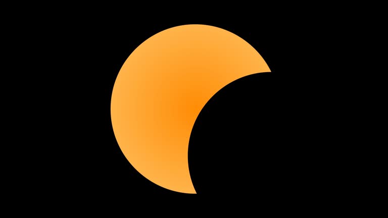 simulation and animation of Total solar eclipse sunlight on black background.
