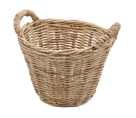 Rattan basket isolated on white background