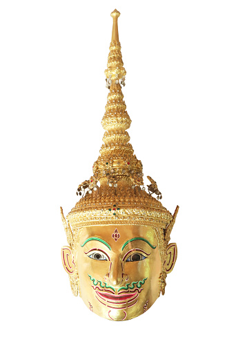 Thai ramayana mask in native Thailand style on the white background