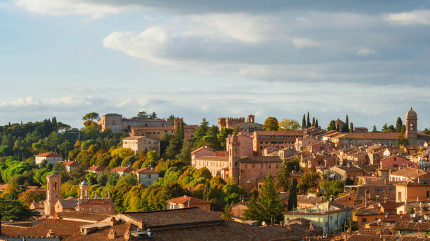 Perugia beautiful historical center at sunset