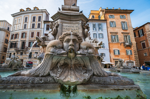 The fountain next to the Pantheon in Rome, Italy