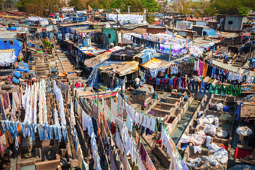 Dhobi Ghat is a open air laundry in Mumbai city, Maharashtra state of India