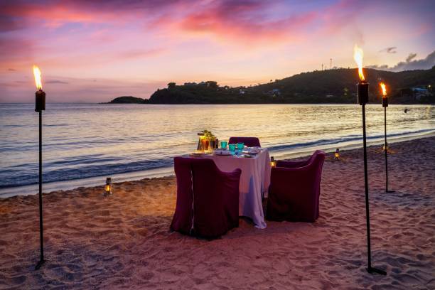 istock A beautiful, romantic candelight dinner setup at a tropical beach 2149703939