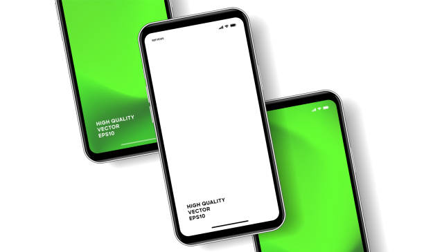 istock 3D realistic high quality smartphone mockup with isolated background. Smart phone mockup collection. Device front view. 3D mobile phone with shadow on white background. 2149704755