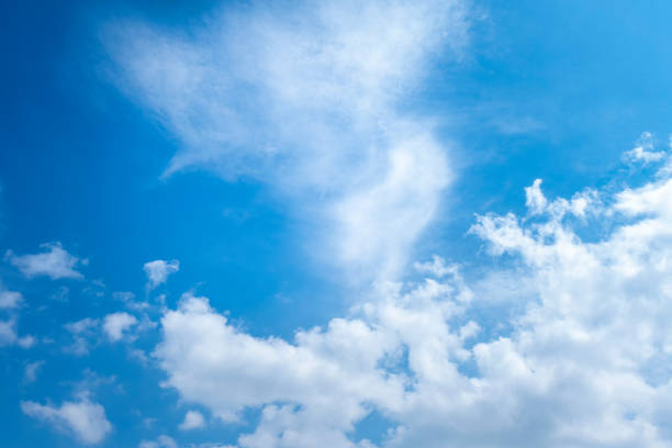 Beautiful natural relaxing blue sky with clouds and nebulae