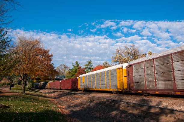 Trains - Freight Train Passes Through Kirkwood on Sunny Autumn Day