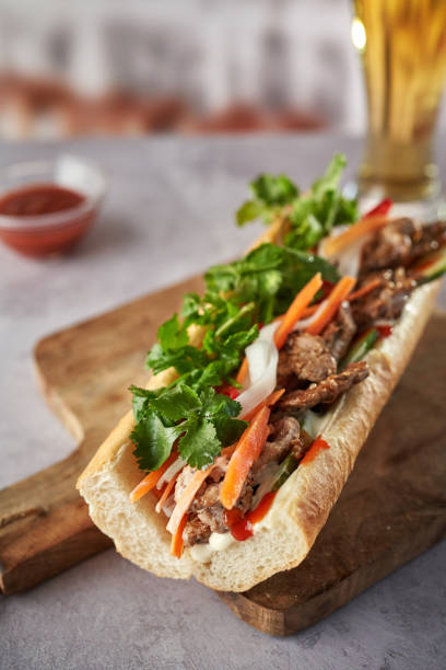 istock Thai Baguette Sandwich with Beef, Carrots, Cucumber and Cilantro 2149712563