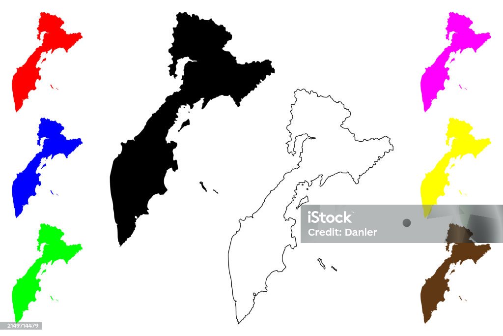 Kraï Du Kamtchatka Illustration Vectorielle De Carte Croquis De