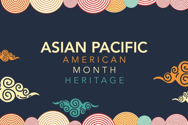 ilustraciones, imágenes clip art, dibujos animados e iconos de stock de asian american and pacific islander heritage month. vector banner for social media, card, poster. illustration with text and lotus, tropical leaf. asian pacific american heritage month flyer. - océano pacífico