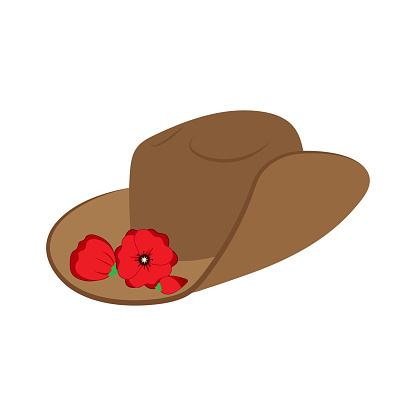 ANZAC DAY illustrations,Red poppies,military hat