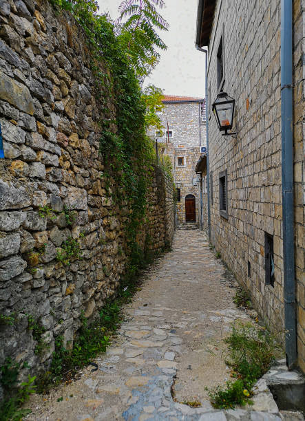 Narrow old stone street in city Ulcinj