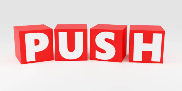 istock Luxury red inscription push on white podium, soft light, smooth background, 3d rendering 2149720857