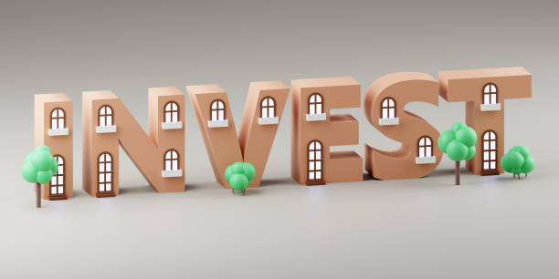 istock Luxury inscription invest on grey podium, soft light, smooth background, 3d rendering 2149721483