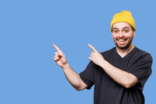 istock Studio Shot of Caucasian Man and Group's Expressive Gestures with Copy Space 2149721599