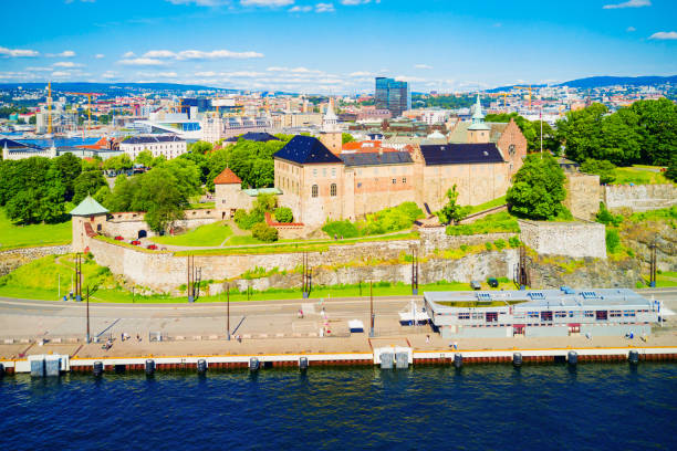 Akershus Fortress in Oslo, Norway. Akershus Festning is a medieval fortress that was built to protect Oslo.