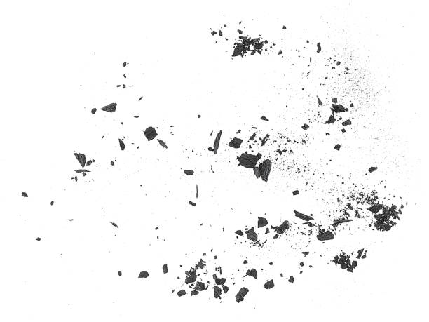 istock Black coal dust with fragments isolated on white background, top view. Black charcoal particles. 2149728232