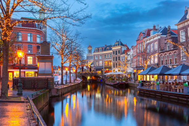 Christmas Leiden canal Oude Rijn