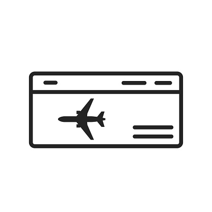 airplane flight ticket line icon. travel and vacation symbol. air transport services. isolated vector image for tourism design