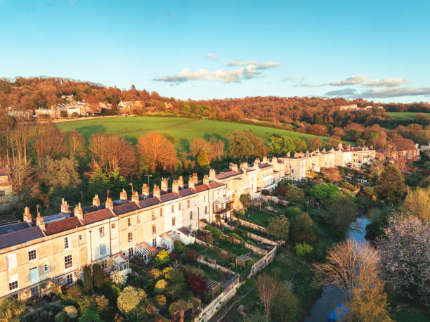 British housing in Bath, UK from Drone