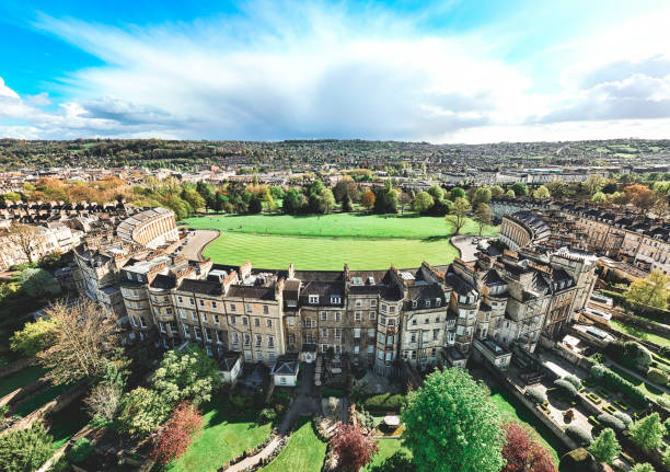 istock Drone view of historic district in Bath, UK 2149735750