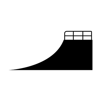 Skateboarding ramp icon. Black silhouette. Side view. Vector simple flat graphic illustration. Isolated object on a white background. Isolate.