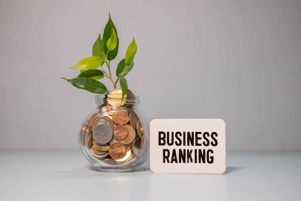 istock BUSINESS RANKING text on a sticky on chart, business 2149742510