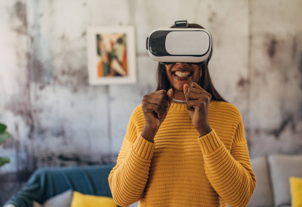 istock Individual enjoying VR tech in a living space 2149743018