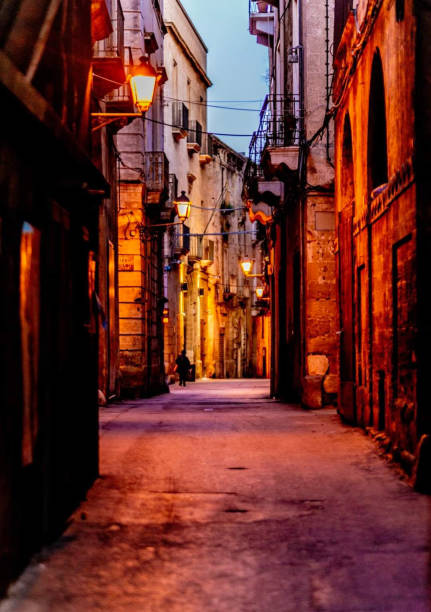 istock Old Street in Italy at night 2149745644