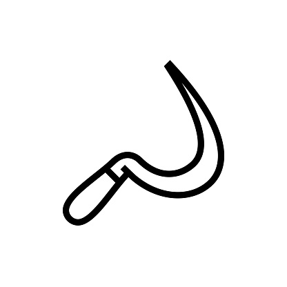 Grasshook line icon. Garden tools, agricultural equipment.