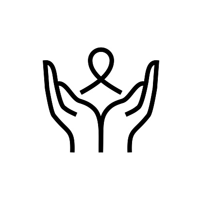 Oncology line icon. Cancer treatment, doctor, nurse, hospital, genetic research, biology, microbiology.