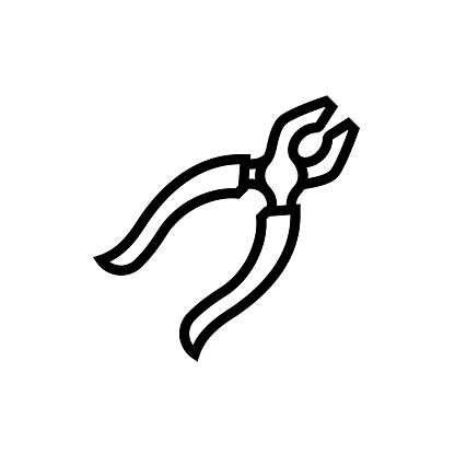 Pliers line icon. Work tools, handle.