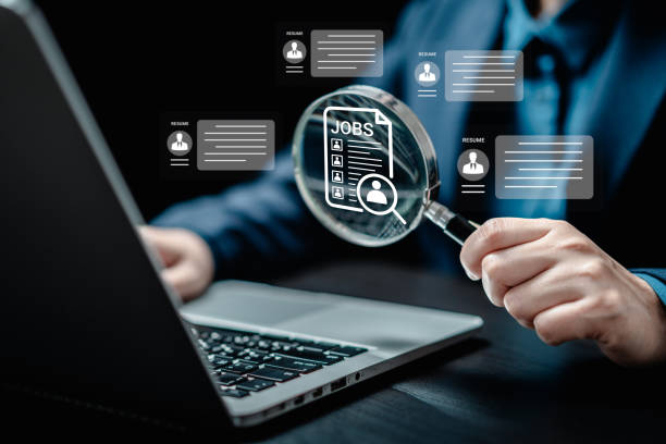 istock Human Resources Manager using magnifier glass finding with human icons, HRM, CRM, Recruitment Consultants, Headhunter, recruitment agency, Human Resources Management Concepts. 2149750780