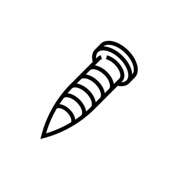 Screw line icon. Work tool, construction tool. Screw line icon. Work tool, construction tool. screw cap stock illustrations